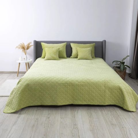Покривало ТЕП "VELOUR" 150*210 см Салатовий/Ромб прямий