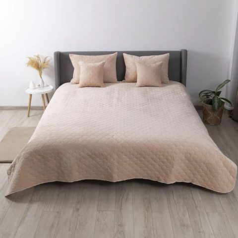Покривало ТЕП "VELOUR" 150*210 см Пудра/Ромб прямий