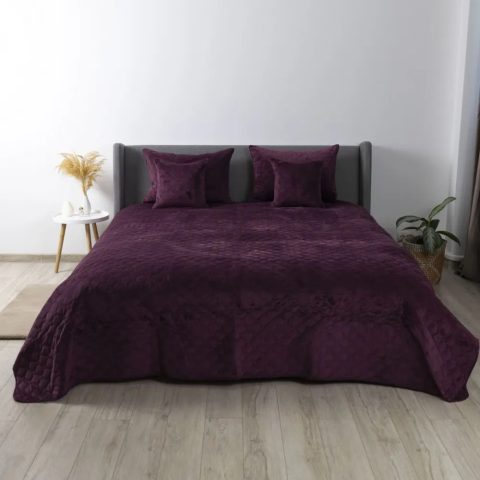 Покривало ТЕП "VELOUR" 180*240 см бордове/ромб прямий